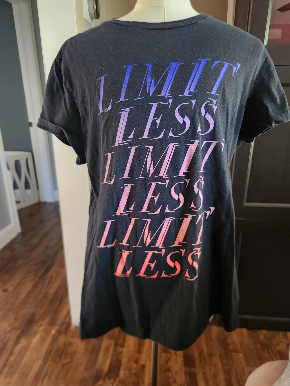 adidas Black Tee with Gradient Pink to Blue "Limit Less" Print